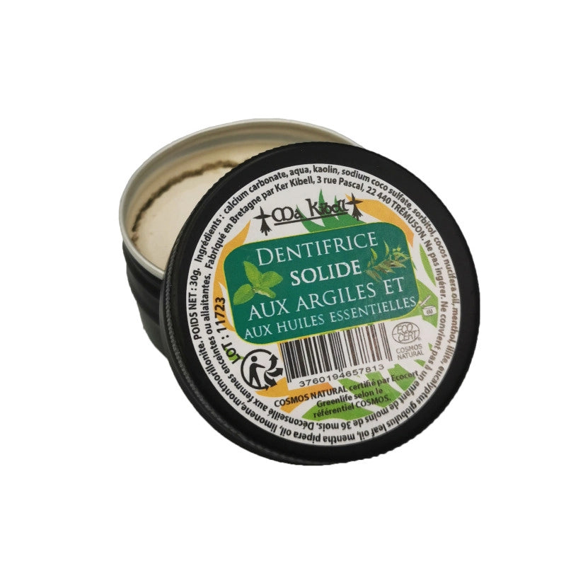Dentifrice solide aux huiles essentielles et argile
